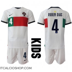 Portogallo Ruben Dias #4 Seconda Maglia Bambino Mondiali 2022 Manica Corta (+ Pantaloni corti)